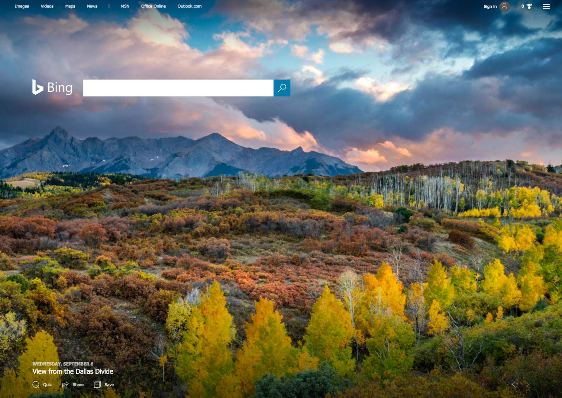 Microsoft - Bing Homepage - Dallas Divide, Colorado