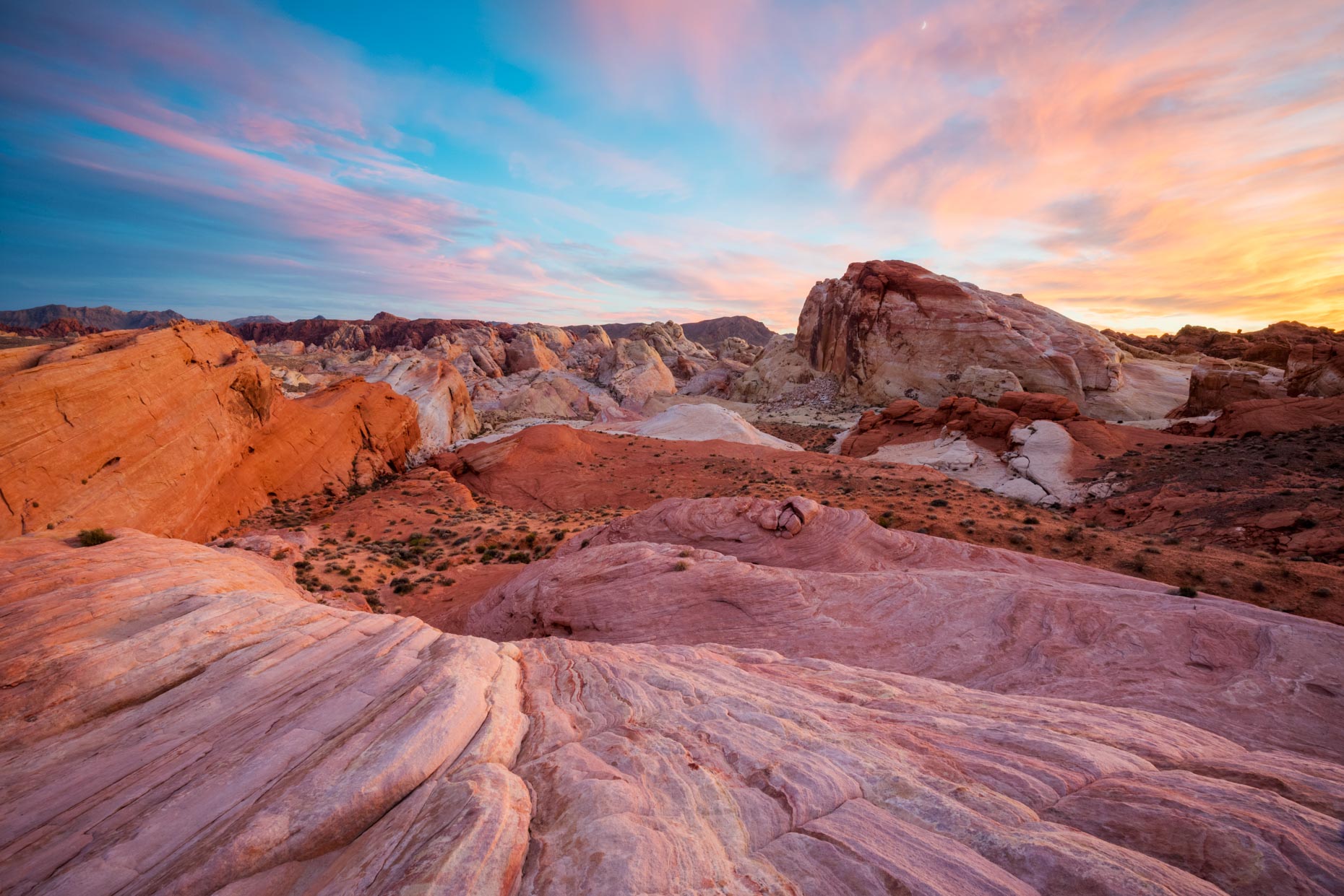 Sunset Over White Domes - Valley Of Fire State Park, Nevada