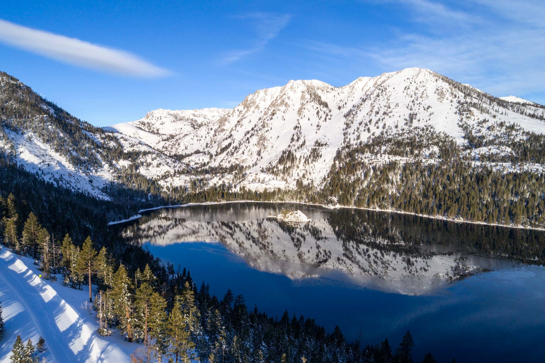 Drone - Winter Emerald Bay, Lake Tahoe, California