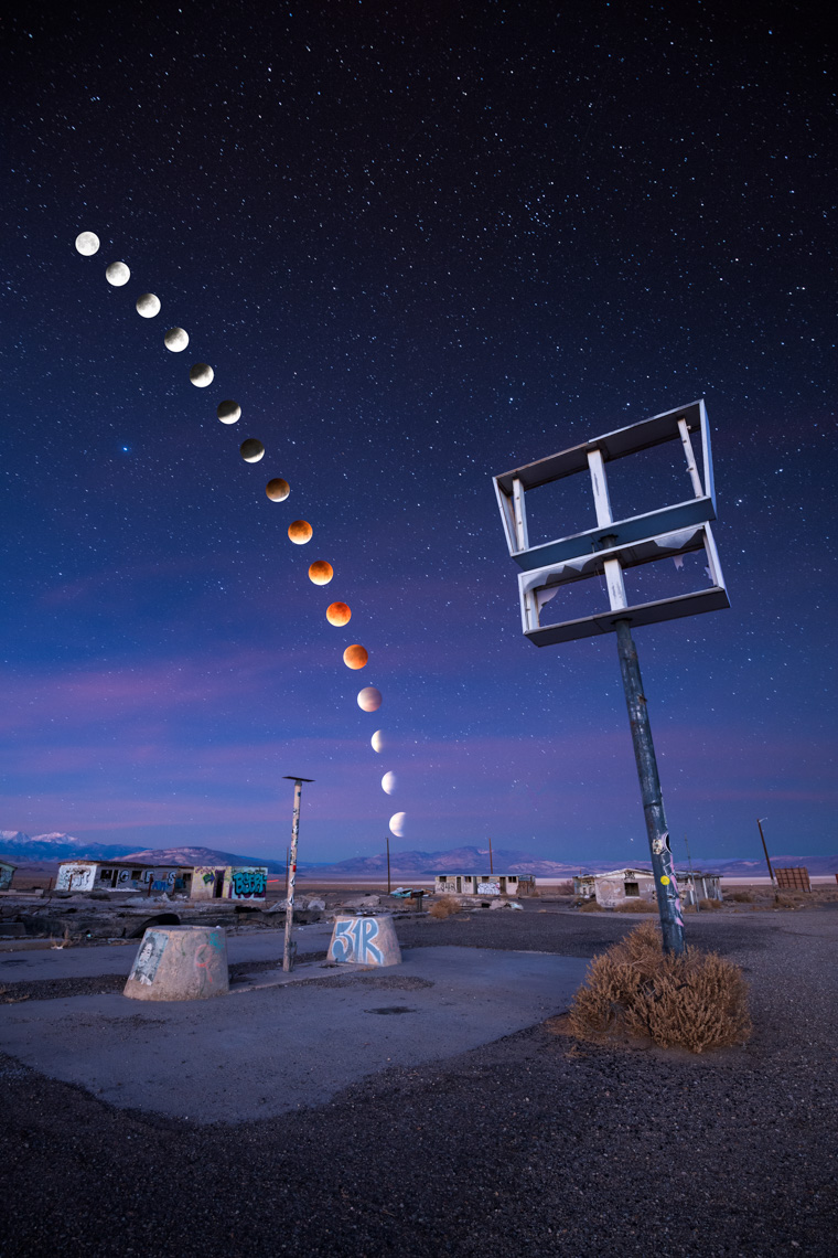 Night Sky - Lunar Eclipse - Blood Blue and Super Moon - Coaldale, Nevada - 2018